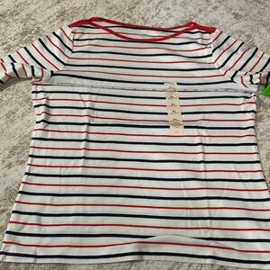 St. John's Bay Red and Blue Striped Short Sleeve Tee